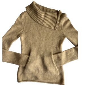 VINCE Tan Zippered Cowl Neck Women's Cozy Hygge Comfort Supersoft Warm Sweater M